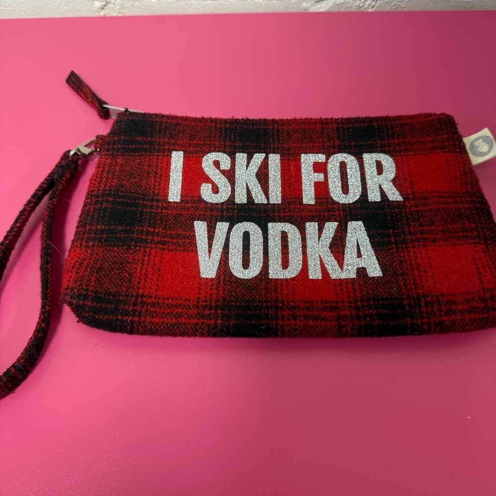 Red and Black Plaid Wristlet with Tag